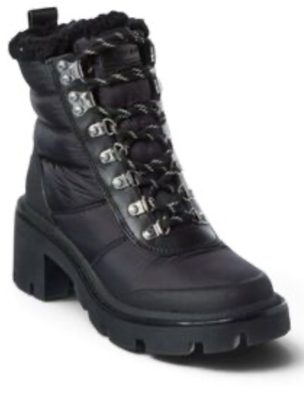 Tory Burch Black Winter Boots with Fur Trim, Size 7.5, New with tag on bottom